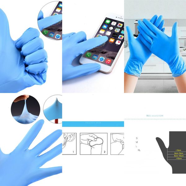 

100pcs ready to ship pack of factoryj9riin stock premium nitrile blue rubber cleaning gloves powder outletc24x