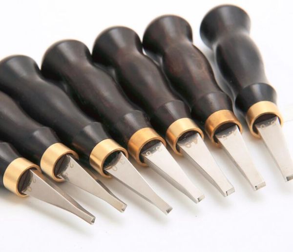 

leather tools sandalwood leather edge stitching groover make bulged shallow slot ditch twist tool, Black