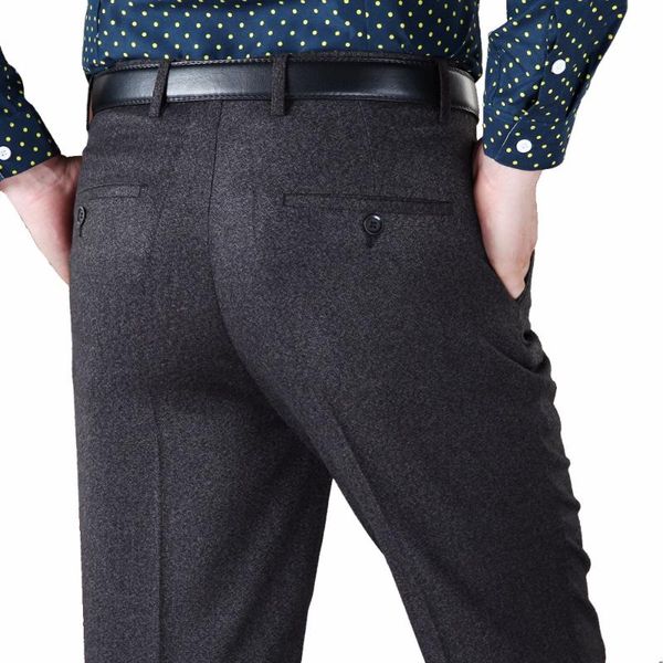 

men's suit pants men dress pants winter thicken woolen trousers straight business mens formal big size 44 42, White;black
