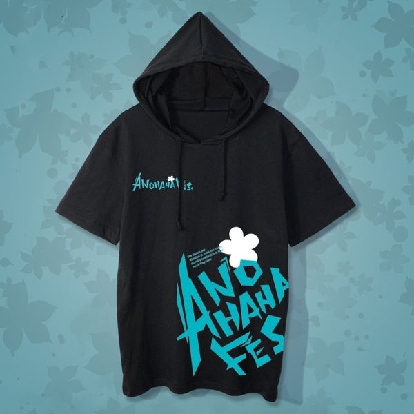 

2021 new casual tshirt anime anohana the flower we saw that day hoody t shirt men women cosplay honma meiko short sleeve hooded t-shirt 2y9w, White