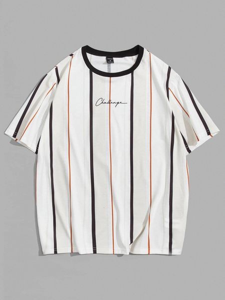 

men striped & letter graphic tee l59q#, White;black