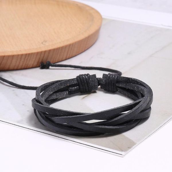 

trendy new fashion black charm leather men's bracelets popular boys bangle courage bracelet diy handmade cross b jlllag