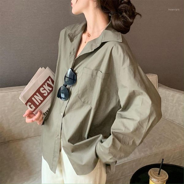 

women blouse korean long sleeve vintage ladies shirts blouses summer autumn boyfriend style turn down collar office lady shirts1, White