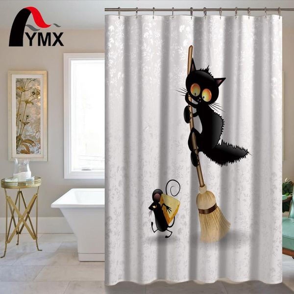 

симпатичный мультфильм cat pattern водонепроницаемые ванной душ полиэстер занавес ванной комнаты с 12 крючками оптовой customized занавеса