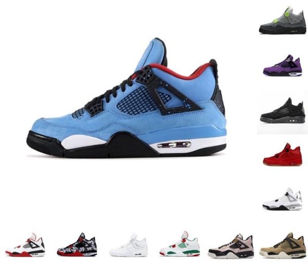 

2020 new black cat 4 4s bred mens women basketball shoes cacutus jack purple metallic raptors white cement sports outdoor sneakers shoes