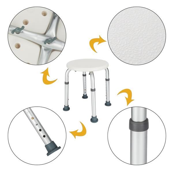 

aluminum alloy elderly bath chair round stool with sucker armrest white ship from us drop shipping