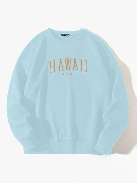 

letter embroidery drop shoulder thermal sweatshirt q7uy#, White;black