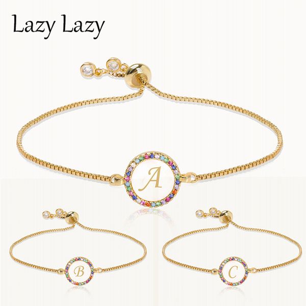 

chain color zircon bracelet adjustable letter jewelry bracelet copper material gold silver color box clasp link gift, Black