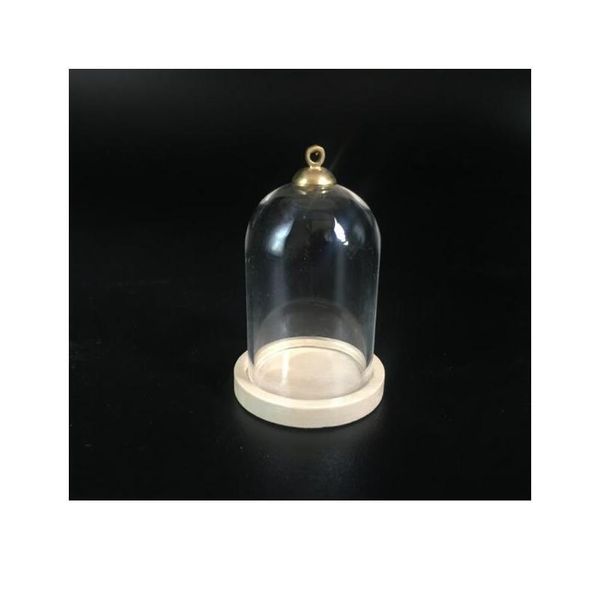 

5sets/lot 38*25mm tube glass globe bottle wood base beads cap set glass vial cover dome glass bottle jar cut bbyhmx, Bronze;silver