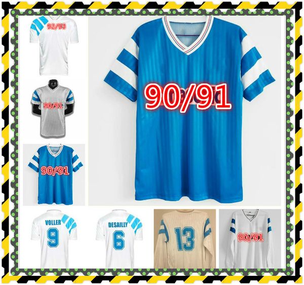 

1990 1991 1992 olympique marseille retro football shirt deschamps papin boli desailly soccer jersey voller marseille football jersey 92 93, Black;yellow