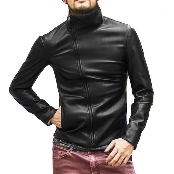 

men leather autumn&winter jacket biker motorcycle zipper outwear warm coat==========================1, Black;brown