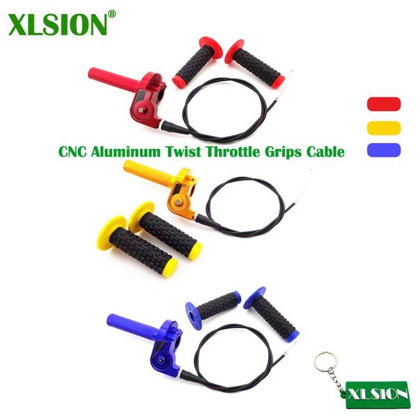 

xlsion cnc aluminum twist throttle grips cable for yamahar 110 125 yz 250 dirt bike
