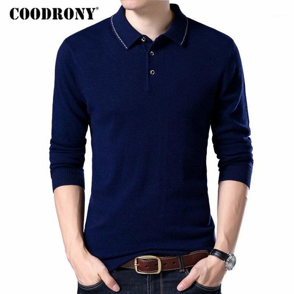 

coodrony brand sweater men turn-down collar pull homme autumn winter 100% merino wool sweaters warm cashmere pullover men 930051, White;black