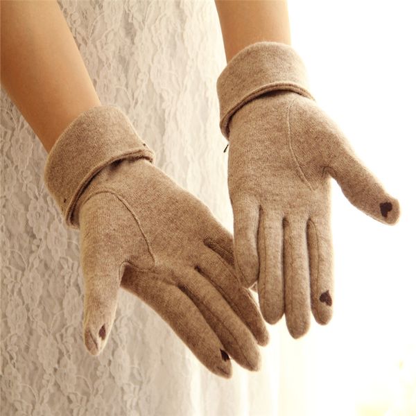 

visnxgi new design fashion women' winter wool gloves elegant warm touched bow glove mittens cashmere mitaine guantes, Blue;gray