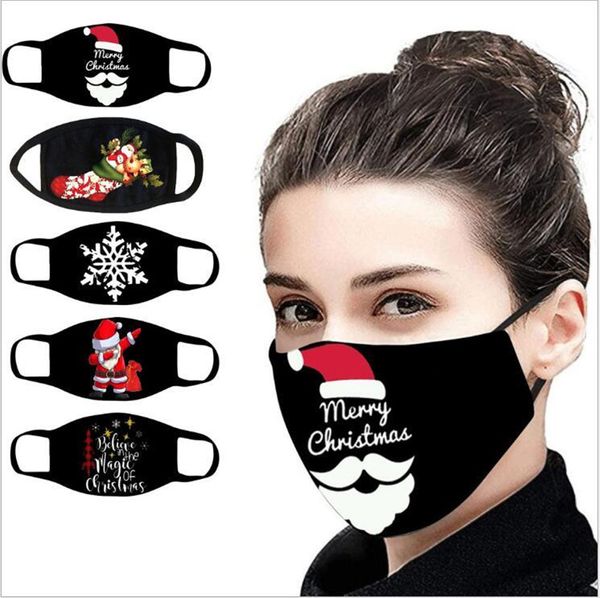 Designer Christmas Máscaras Papai Noel Snowflake Boca Capa Imprimir Poeira Respirável Face Máscara Reusável Decoração de Xmas Partido Capa