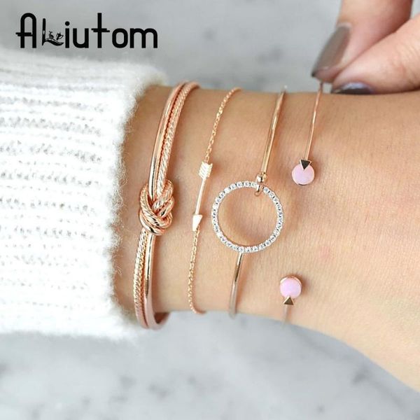 

gold crtystal circle bracelet for women arrow bracelet femme bracelets & bangles pulseira feminina pulseras bileklik jewelry, Golden;silver