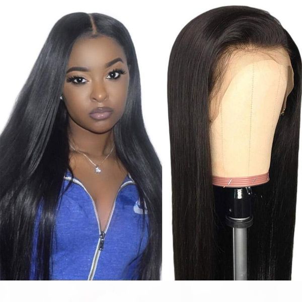 

natural straight 13x4 lace front wig full lace human hair wig pre plucked hairline with baby hair 130%~150% density glueless 8~24 inches, Black;brown
