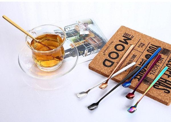 

304 stainless steel square head ice spoons home kitchen supplies long handle coffee dessert gold cocktail stirrin bbyfeb bde_luck