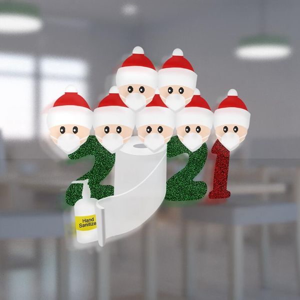 

2021 new year glass sticker christmas ornaments window survivor commemorate memorial stickers xmas home party decoration ljjp582 mcdu