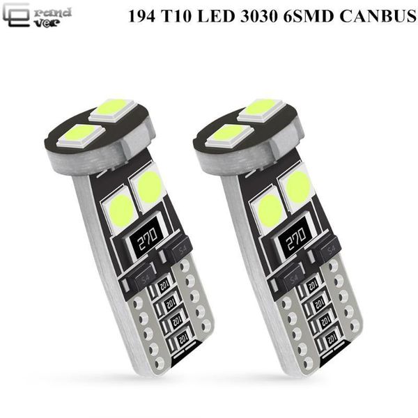 

2pcs high bright t10 led 194 2825 led 3030 6smd w5w bulbs canbus error turn signal reversing light brake light for auto 12v1