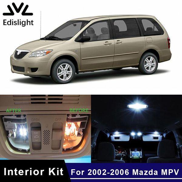 

edislight 14pcs white ice blue canbus led lamp car bulbs interior package kit for 2002-2006 mpv map dome door plate light