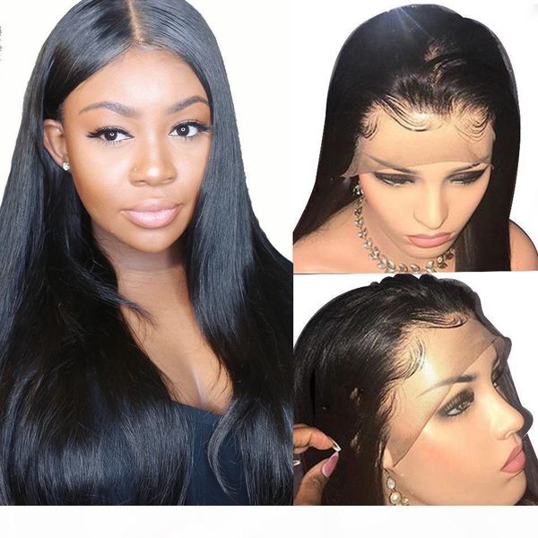 

brazilian straight lace front wigs fake scalp 13x6 fronal glueless unprocessed virgin hair fake scalp lacefront human hair wig pre plucked, Black;brown