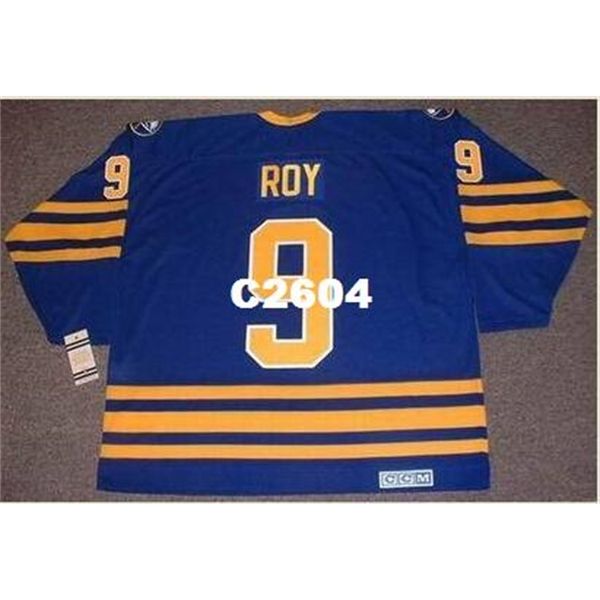 

mens #9 derek roy buffalo sabres ccm vintage retro away hockey jersey or custom any name or number retro jersey, Black