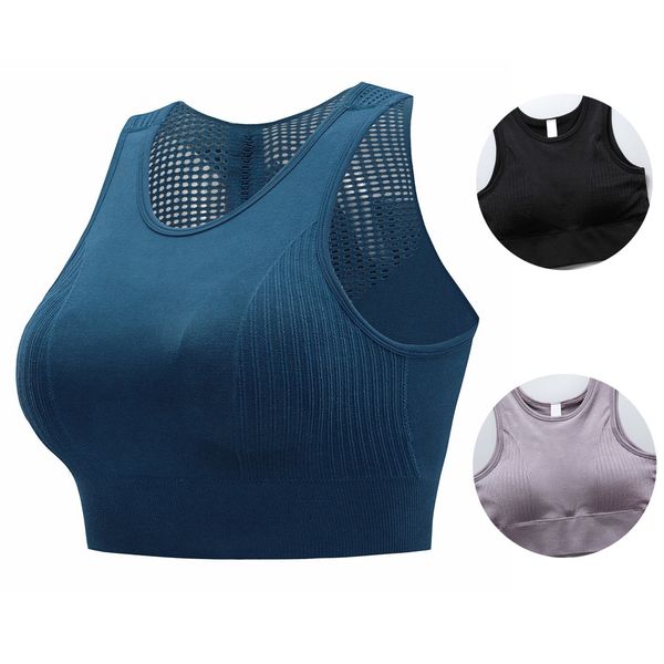 

gym sports bra for women black crop seamless ladies bra padded cropped mesh high impact female training tank 2020, White;black