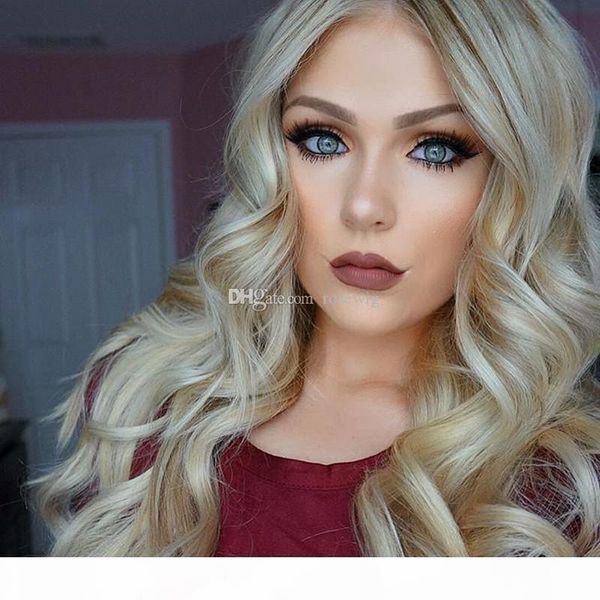 

613 blonde full lace wig human hair peruvian body wave glueless full lace wig wavy blonde lace front wigs for women, Black;brown