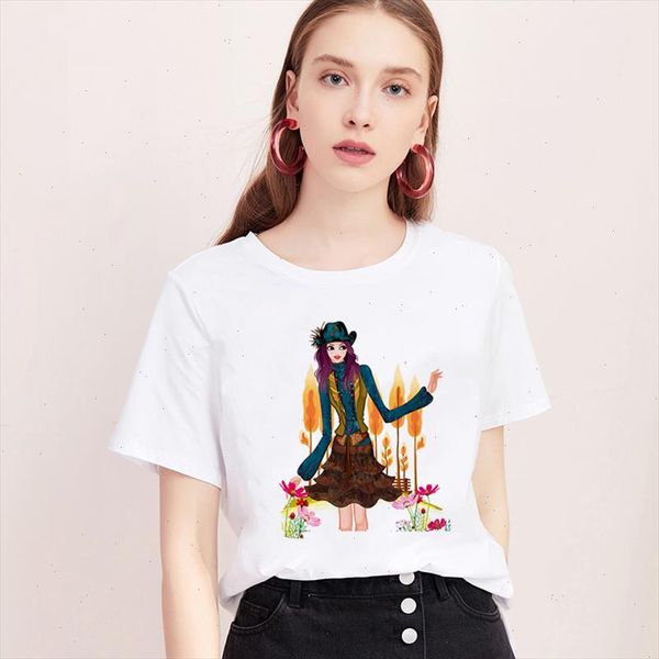 

tshirt women clothes 2021 new summer casual beauty t shirt women harajuku print fashion t shirt short sleeve femme white