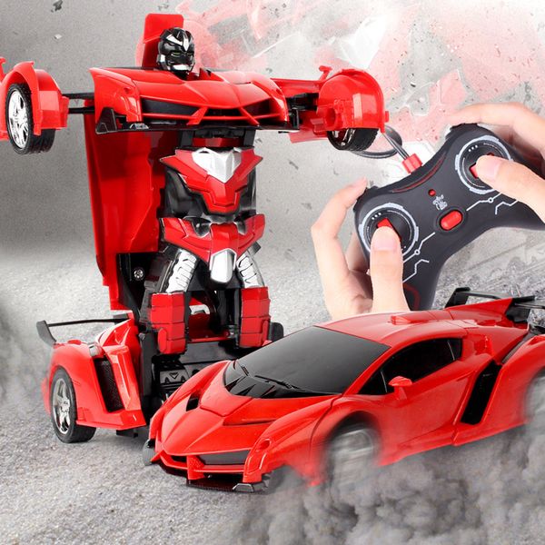 

remote control automatic robot deformation rc cars toy plastic model boy gift 360 one button rotation car