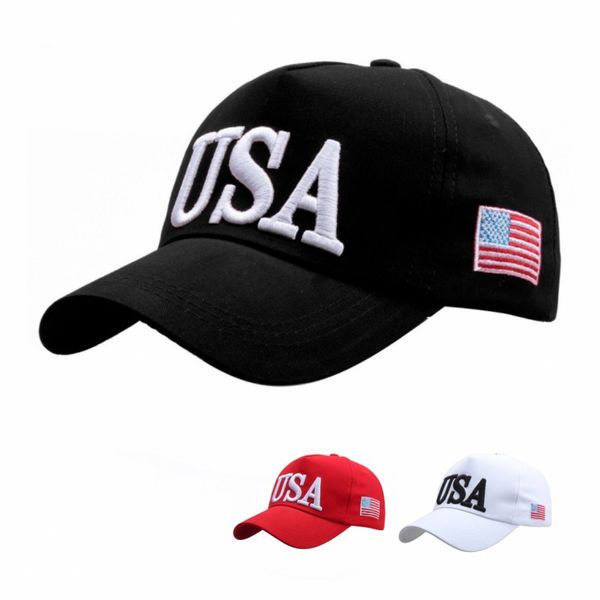 USA 3d Stickerei Baseballkappen Erwachsene Frauen Herren Verstellbarer Schnappschussbackbogen gebogen