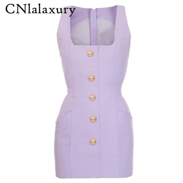 

2020 autumn new designer mini dress women sleeveless lion buttons square collar vest dresses female vestidos, Black;gray