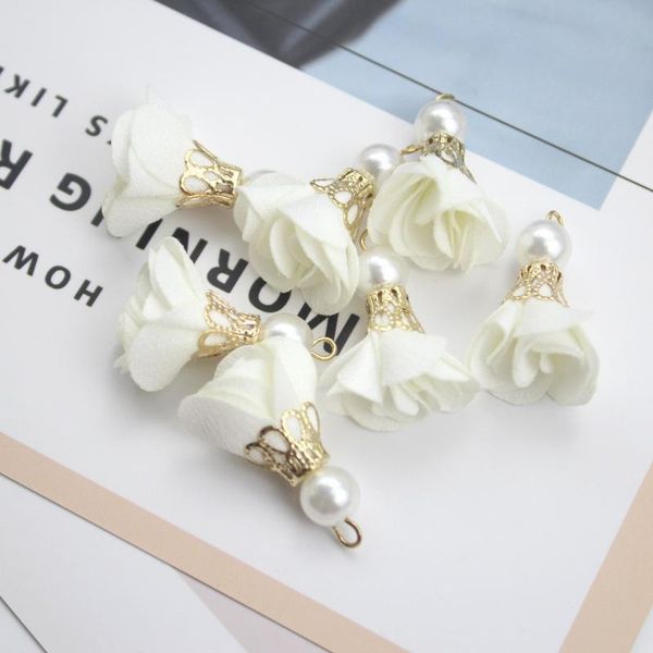 

40pc chiffon cloth pearl flower tassels jewelry diy craft supplies fringe bracelet necklace earring accessories mini tassel h qylknr