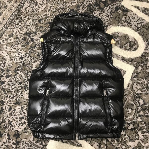 

2020 winter men's down vest silver and black men's winter vest arm filled with white duck down mo, Black;brown