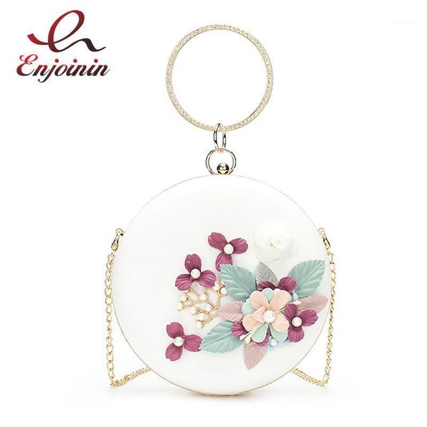 

fashion flowers round diamond metal ring purses pu leather party clutch bag evening bag chain purse for women evening1