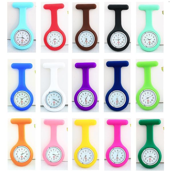 15 цветов подарочные медсестра Медицинские часы Силиконовые клипы Pocket Мода Брошь FOB Туника Крышка Доктор Кремниевые Кварцевые Часы Бесплатный DHL