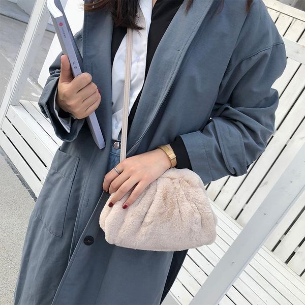 

2020 winter new designer bag soft plush pouchbag small crossbody bag for women hand clutch ladies mini purses and handbags