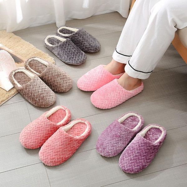 

slippers women bottom soft home shoes cotton men indoor slip-on bedroom slides comfortable for couple1, Black