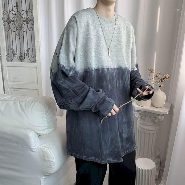 

long-sleeved t-shirt men women hip hop tide brand tie-dye sweater men ins trend loose design couple street gradient color1, Black