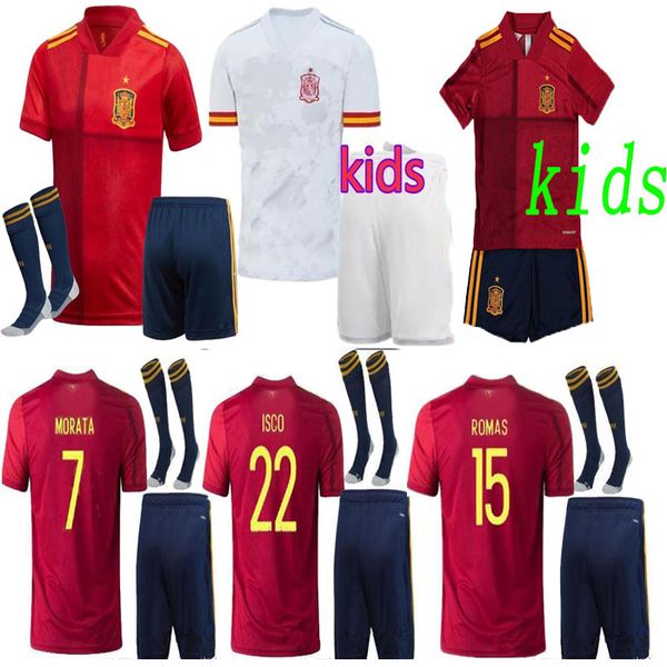 

kids footbal kits 2020 maillot de foot spain kids camisetas de futbol 20/21 ramos isco pique sergio morata spain home away football shirts, Black;yellow