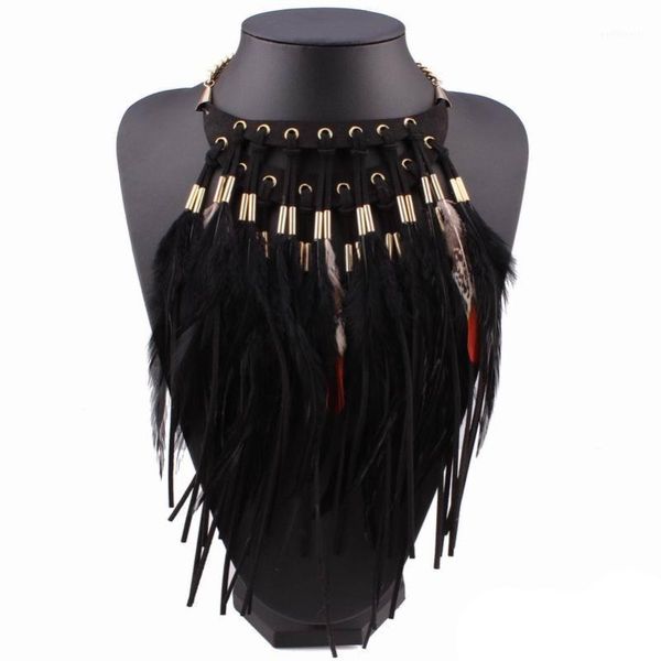 Colares pendentes 2021 Design da moda de alta qualidade Autumn Reclarection Chain Chaker Colar Feather para mulheres presentes de Natal1