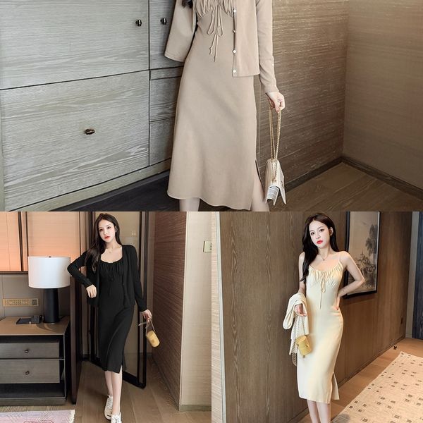 

vt77o two ripe wind split knitted dress autumn 2020 new style with knitted nnn light suit suspender skirt suspender skirtpiece suit skirt ca, White;black