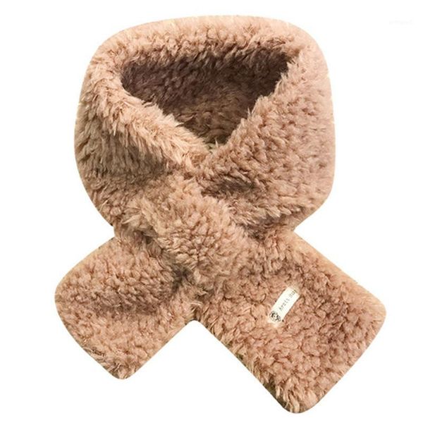 

scarves 2021 autumn winter plush children scarf boys girls kids women cross baby neck collars warm neckerchief1, Blue;gray