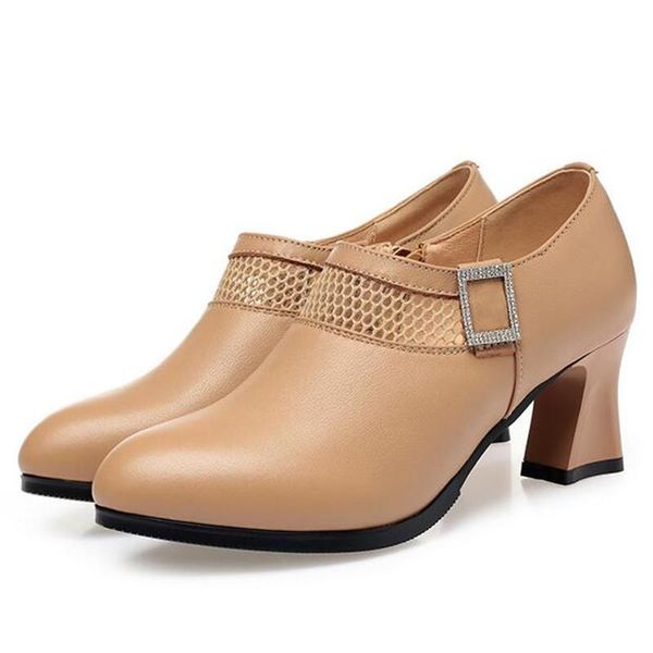 

zxryxgs cowhide rhinestones deep mouth women leather shoes high heels 2020 plus size fashion elegant woman high heeled shoes, Black