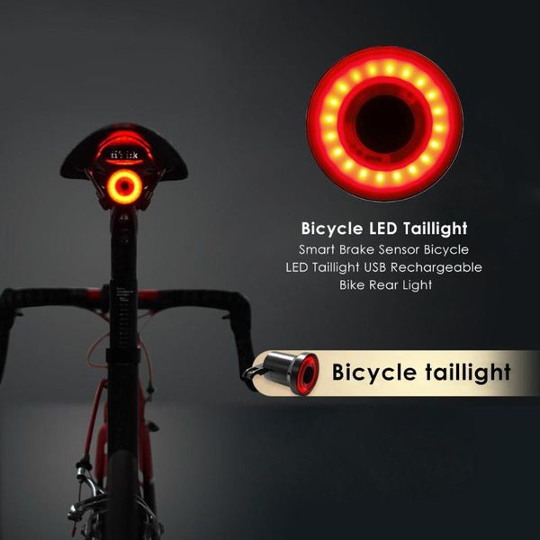 

smart bicycle rear light auto start/sbrake sensing ipx6 waterproof usb charge cycling tail taillight bike led light