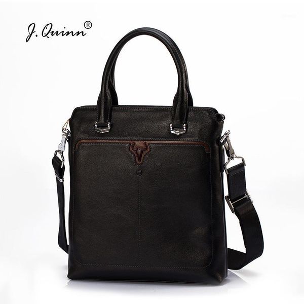 

briefcases j.quinn small breifcases mens leather bags travel totes black casual bull brand quality cow genuine shoulder bag 1