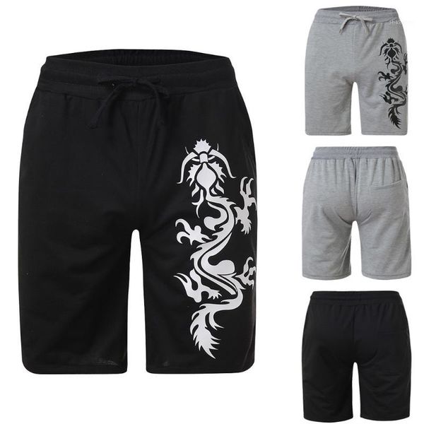 

summer sweatpants men casual sweat pants shorts dragon printed elastic beach sweatpants drawstring sport shorts l04231, White;black