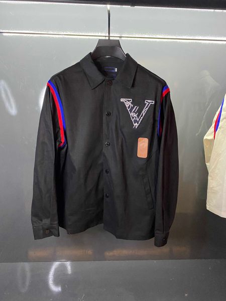 

2021 europe's latest autumn fashion stitching long-sleeved color terry letter embroidery printed jacket famous men's designer luxu, Black;brown