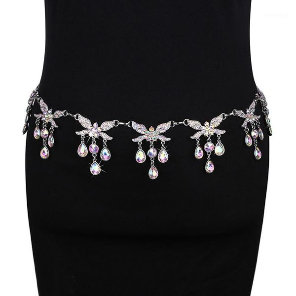 

women luxury rhinestone chain belt dance belly chain jewelry belly dance accessories silver designer metal waist belts gift1, Black;red